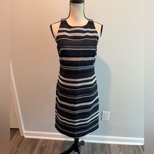 W by Worrh Multi Stripe Sleeveless Sheath High Neck Dress Women’s size 6 Lined